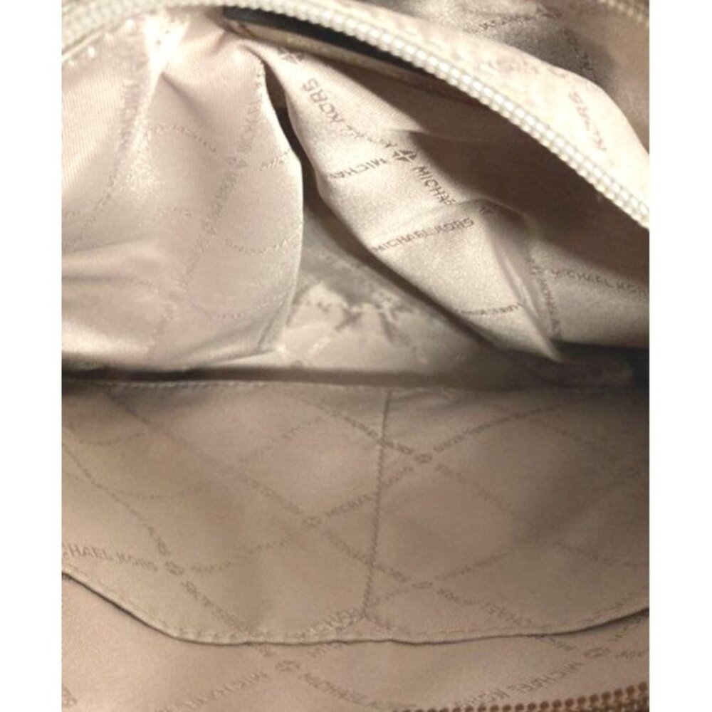 Michael Kors Jet Set Large Messenger Beige & Brown Canvas Crossbody Bag - Picture 3 of 6